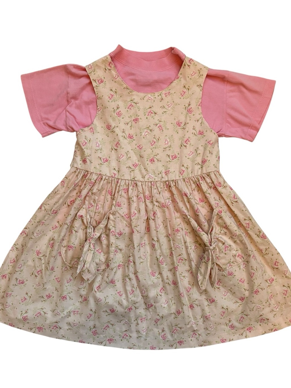 Vintage Laura Ashley Mother & Child Girls Pink Pinafore Flower Dress 4-5Y